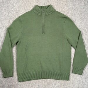 Cuts Clothing Green Quarter 1/4 Zip Pullover Knit Sweater Men's Size Large